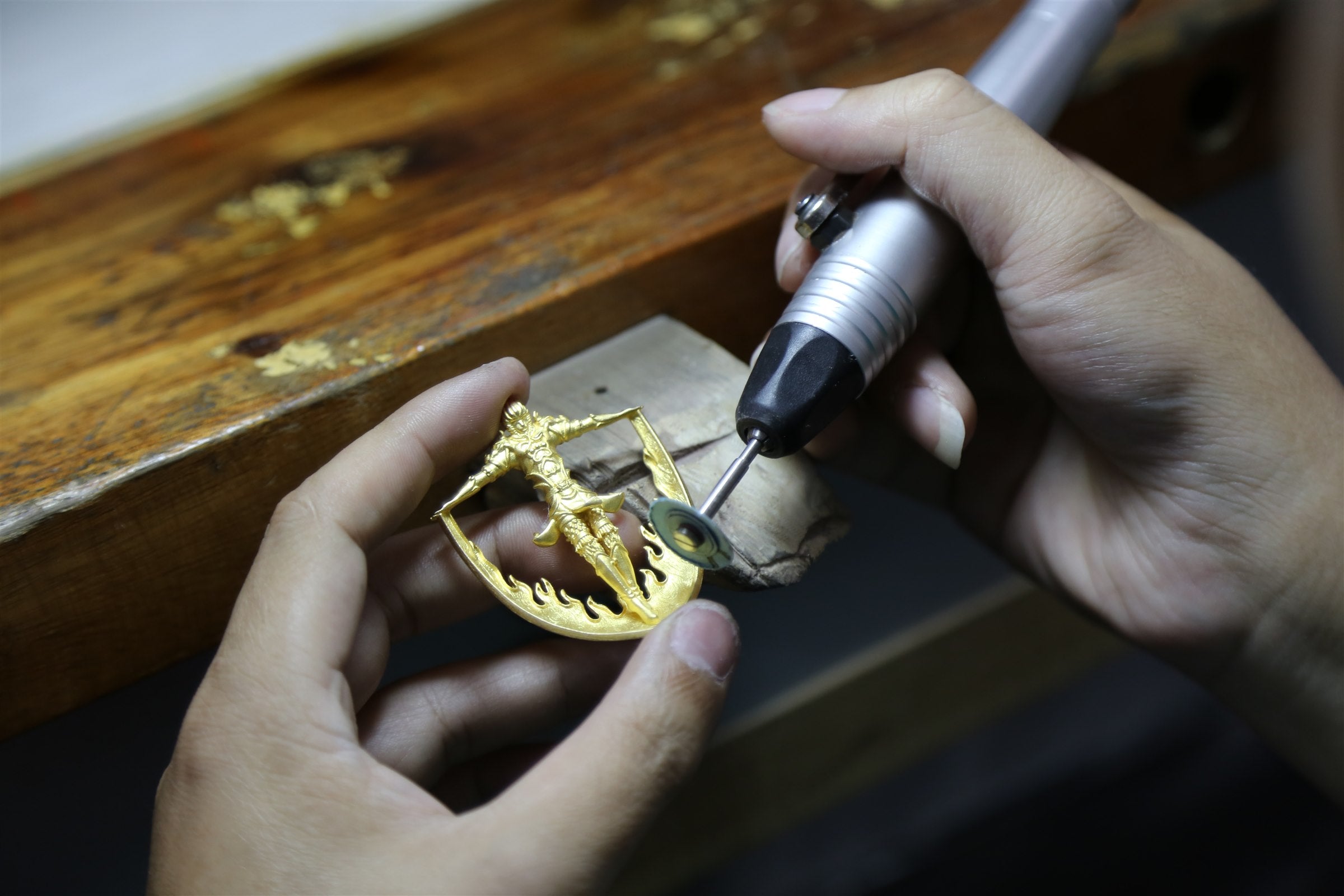 Garuda form receiving detailed rotary finishing