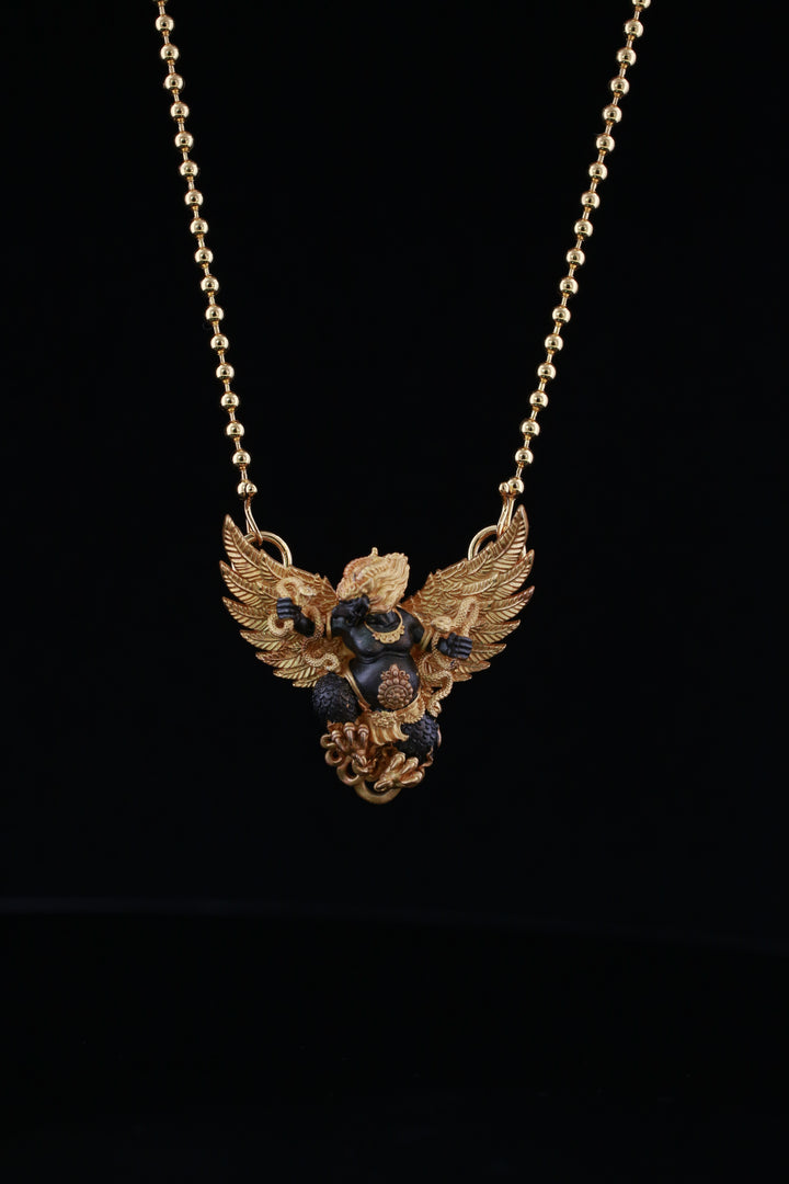 Black & Gold Garuda Guardian Pendant Necklace