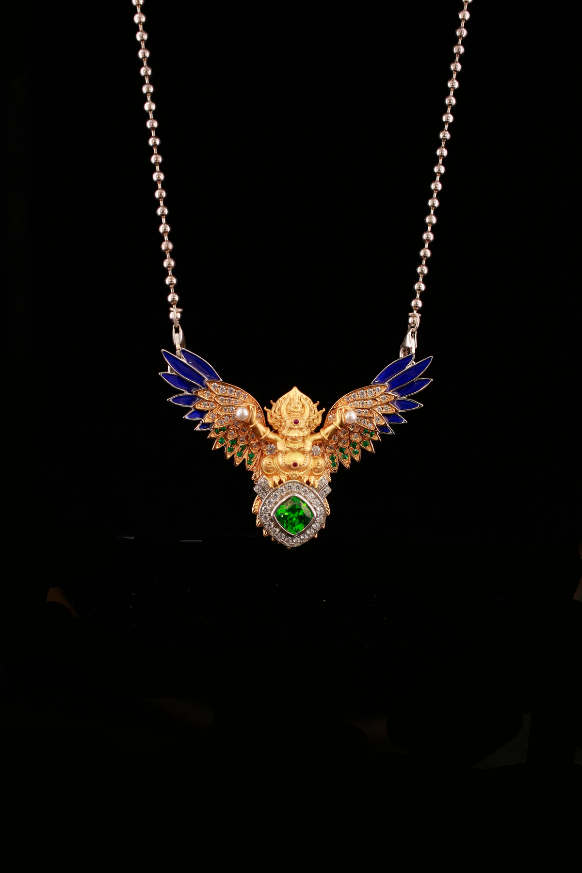 Radiant Garuda Pavé Pendant Necklace