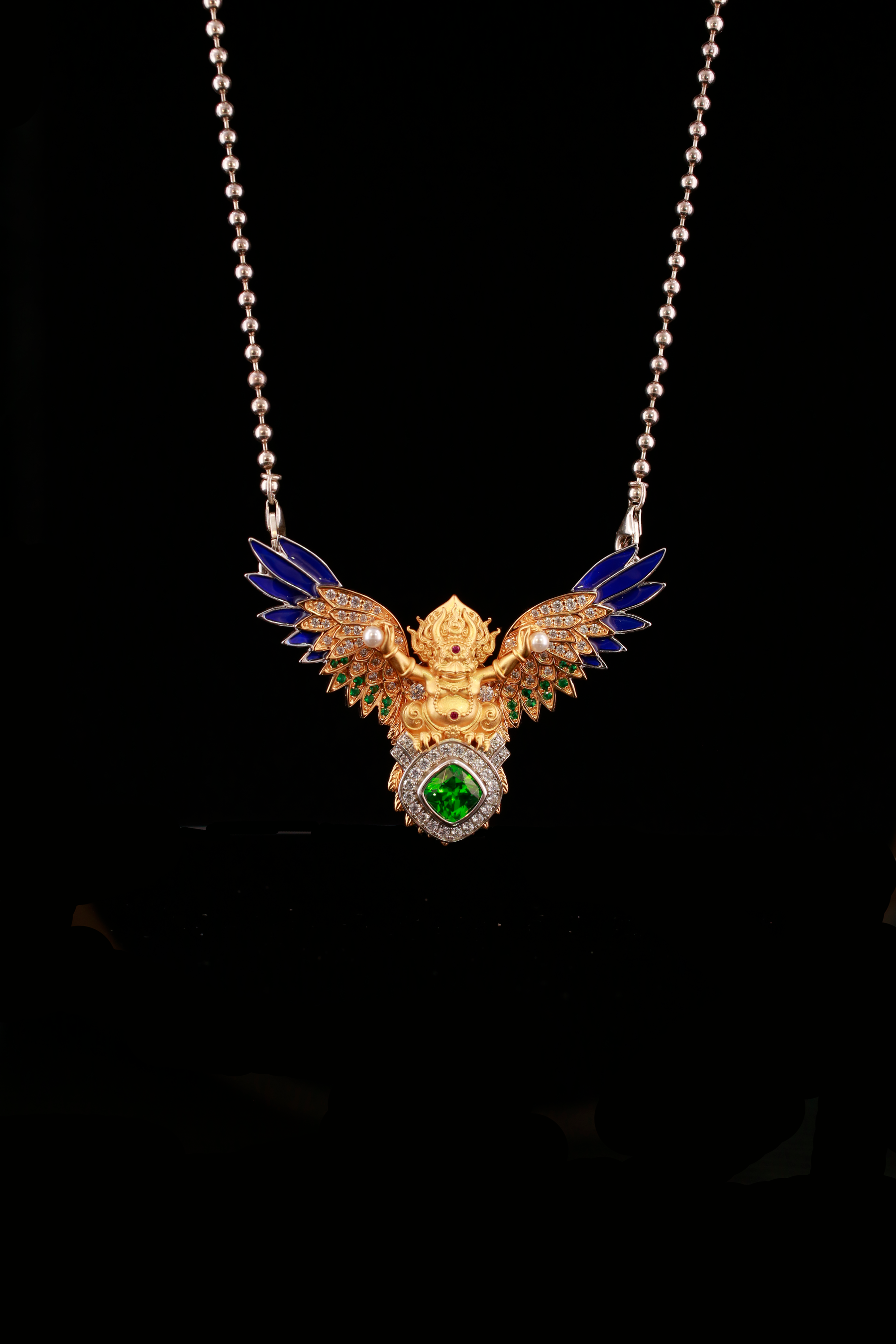 Radiant Garuda Pavé Pendant Necklace