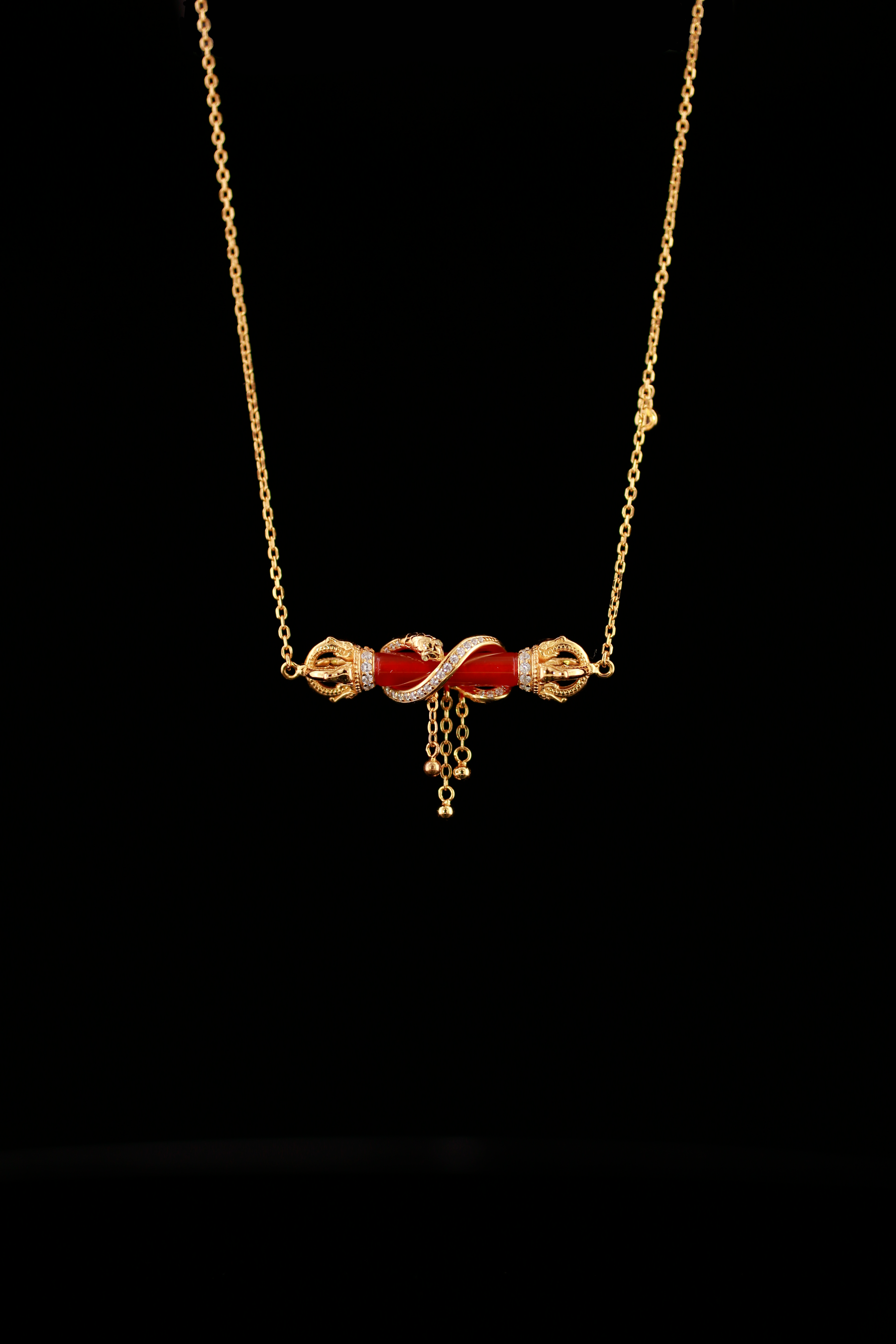 Horizontal Serpent Guardian Agate Pendant