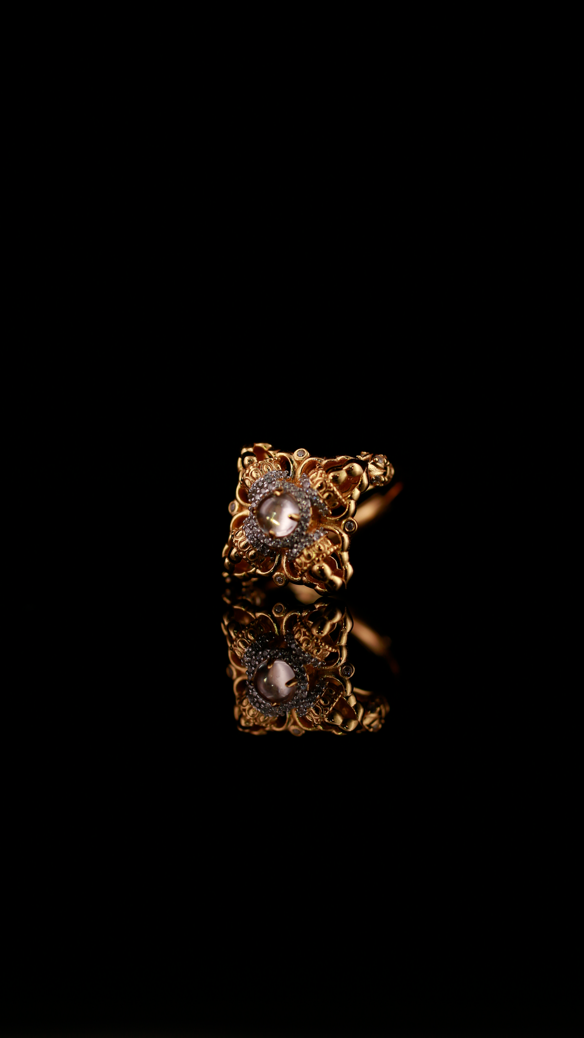 Radiant Crossed Vajra Pavé Ring