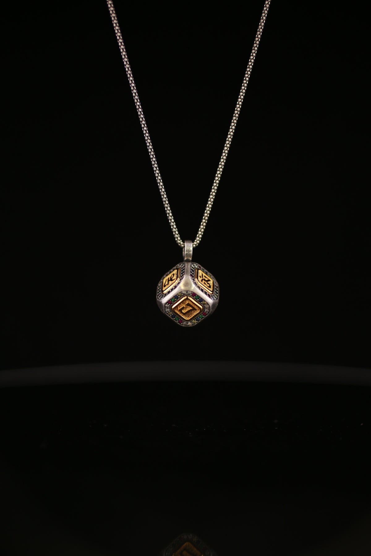 Six-Syllable Mantra Cube Pendant Necklace