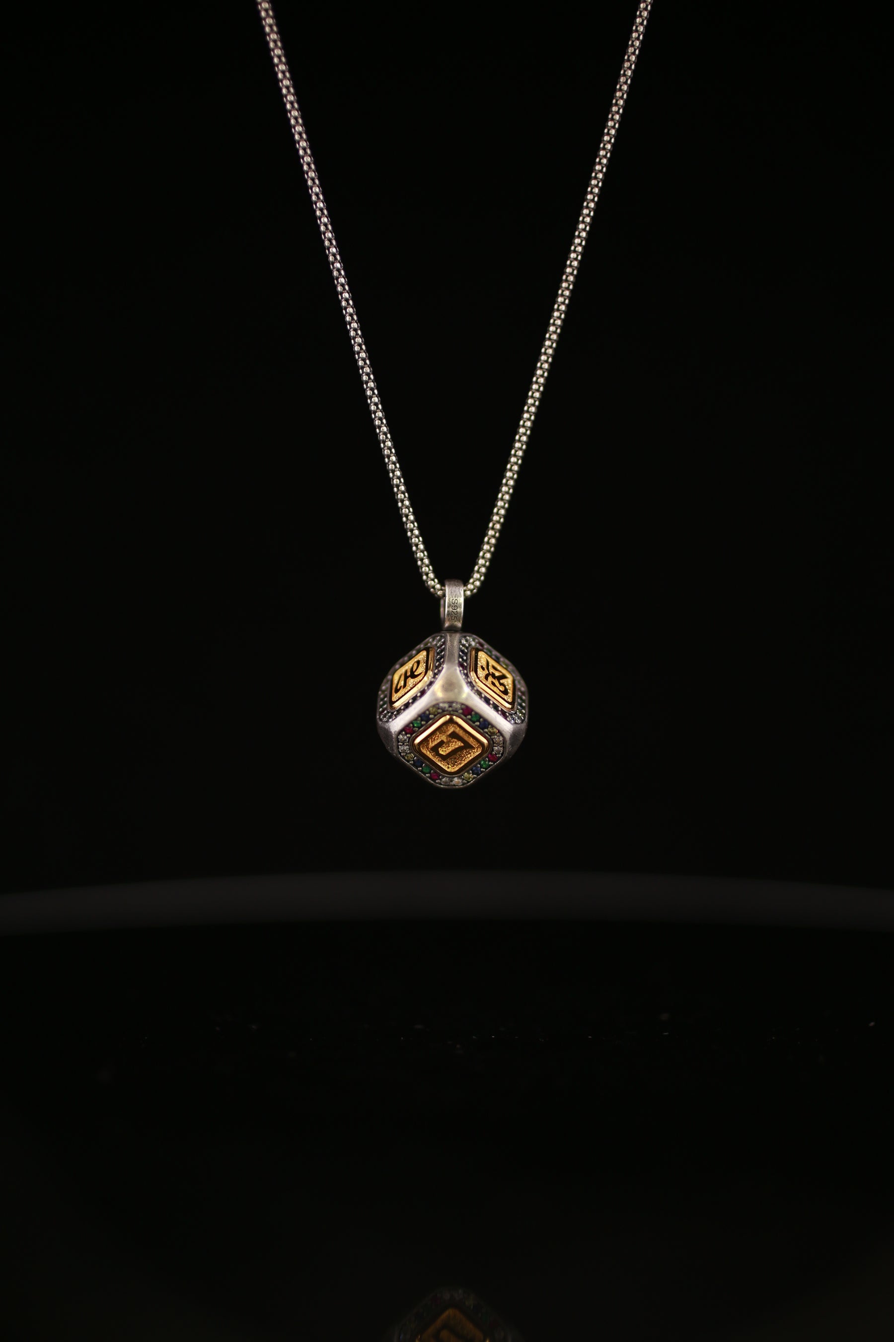 Six-Syllable Mantra Cube Pendant Necklace