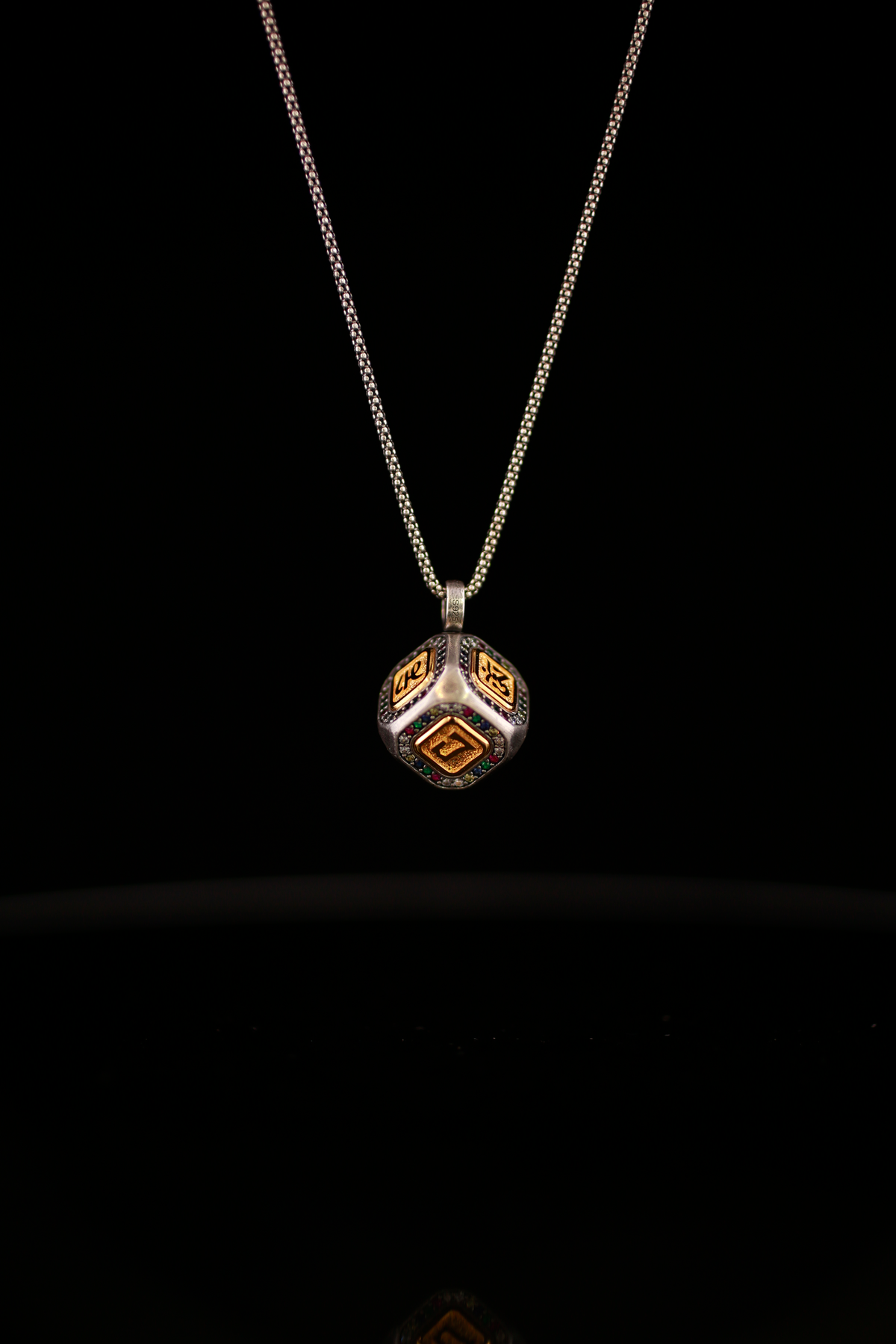 Six-Syllable Mantra Cube Pendant Necklace
