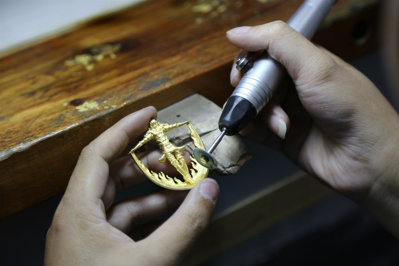 Garuda form receiving detailed rotary finishing